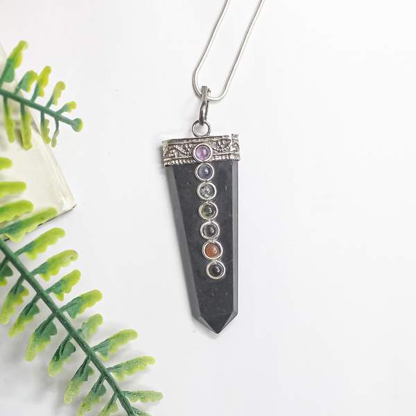 7 Chakra Black Tourmaline Pendant for Balance, & Protection