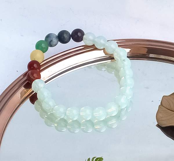 7 Chakra Opalite Healing Bracelet for Balance Energy, & Enhance Aura