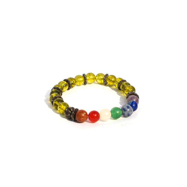 7 Chakra Peridot Bracelet for Well-being & Balance | 8mm Beads