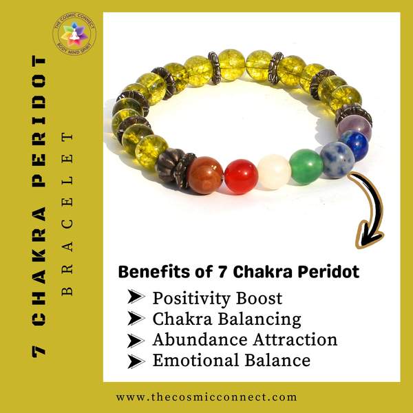 7 Chakra Peridot Bracelet for Well-being & Balance | 8mm Beads 2