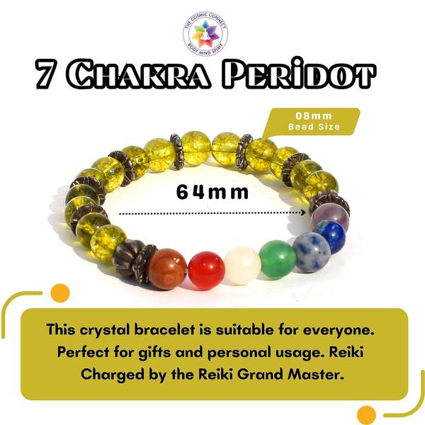7 Chakra Peridot Bracelet for Well-being & Balance | 8mm Beads 4