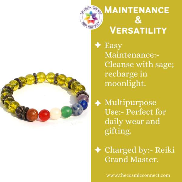 7 Chakra Peridot Bracelet for Well-being & Balance | 8mm Beads 5