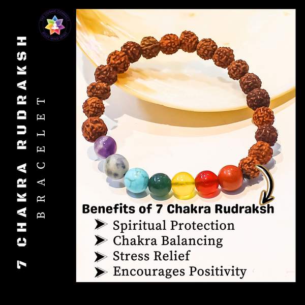 7 Chakra Rudraksha 8mm Bracelet for Positivity & Chakra Alignment 2