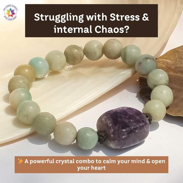 Amazonite & Amethyst Tumble Bracelet for Calming Mind 10mm Reiki Charged 3