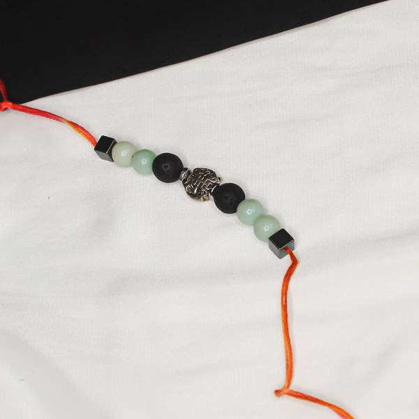 Amazonite & Lava Stone Rakhi for Courage, Calm & Strength | Reiki Charged