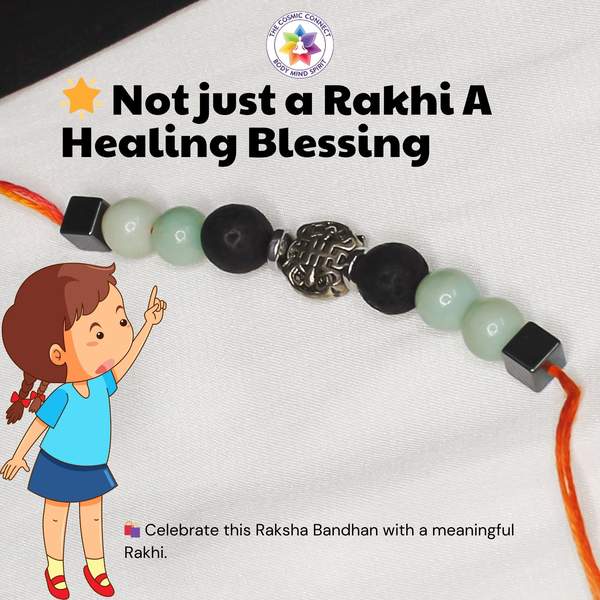 Amazonite & Lava Stone Rakhi for Courage, Calm & Strength | Reiki Charged 3
