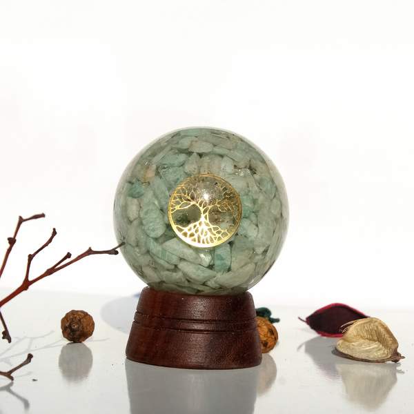 Amazonite Orgone Sphere for Communication & Emotional Balance