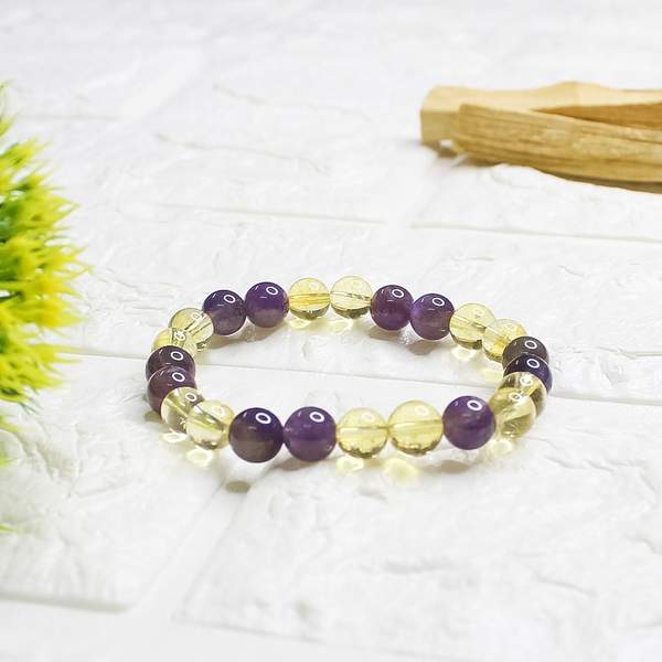 Amethyst and Citrine Crystal Bracelet for Attract Money, and Creativity