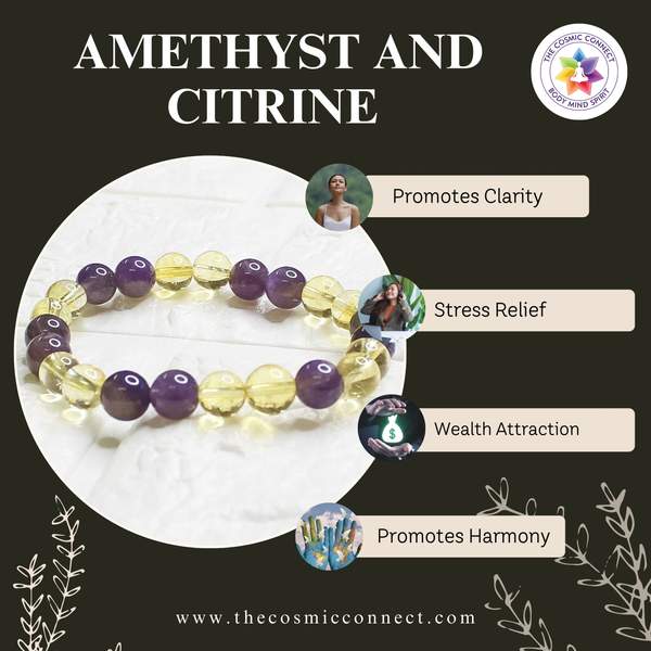 Amethyst and Citrine Crystal Bracelet for Attract Money, and Creativity 2