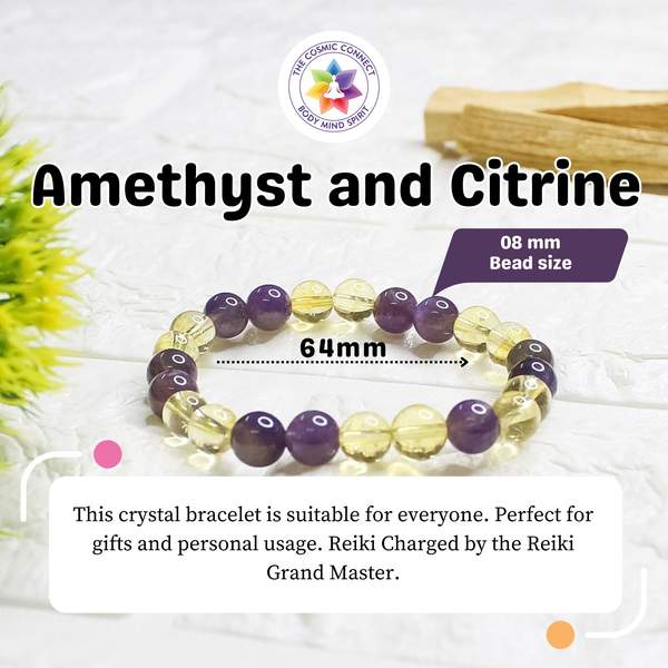 Amethyst and Citrine Crystal Bracelet for Attract Money, and Creativity 3