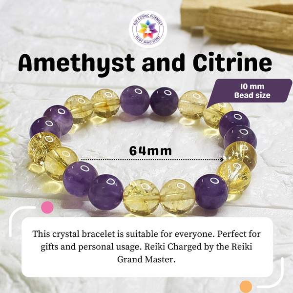 Amethyst and Citrine Crystal Bracelet for Attract Money, and Creativity 7