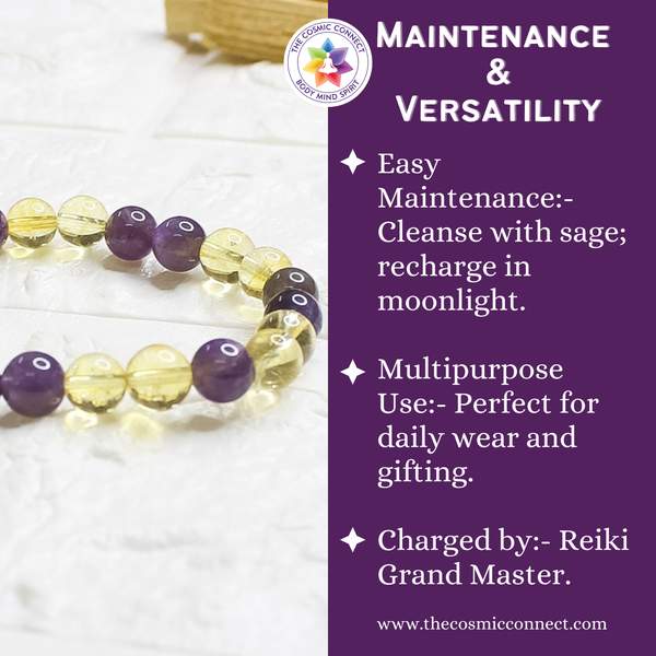 Amethyst and Citrine Crystal Bracelet for Attract Money, and Creativity 8