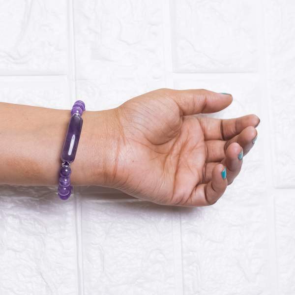Amethyst Bangle Bracelet for Inner Peace and Intuition | 8mm Reiki-Charged