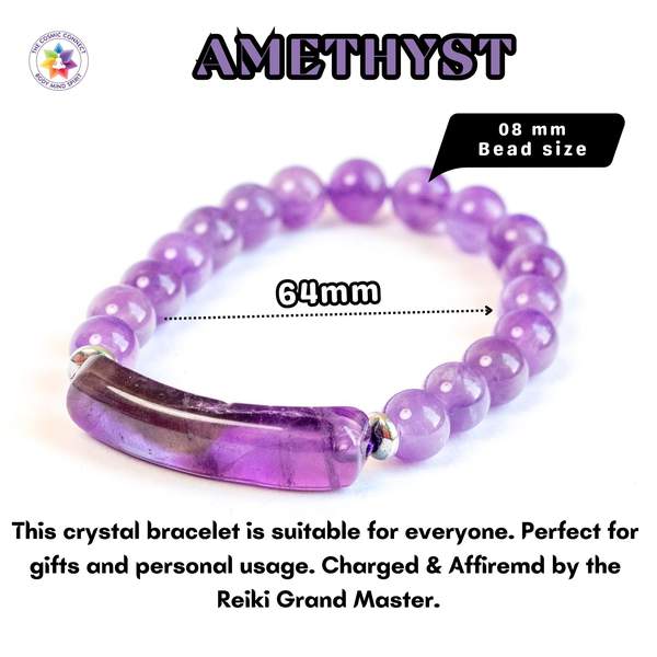 Amethyst Bangle Bracelet for Inner Peace and Intuition | 8mm Reiki-Charged 3