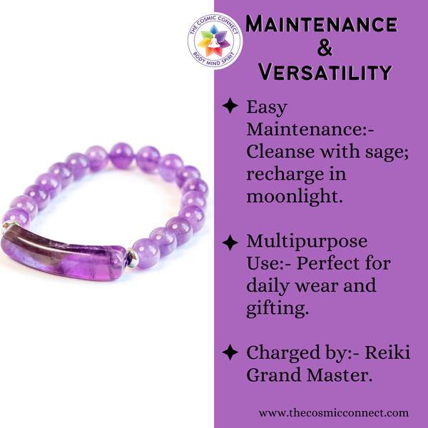 Amethyst Bangle Bracelet for Inner Peace and Intuition | 8mm Reiki-Charged 4