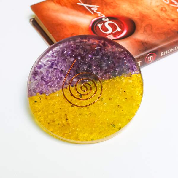 Amethyst + Citrine Orgone Water Coaster Abundance & Serenity