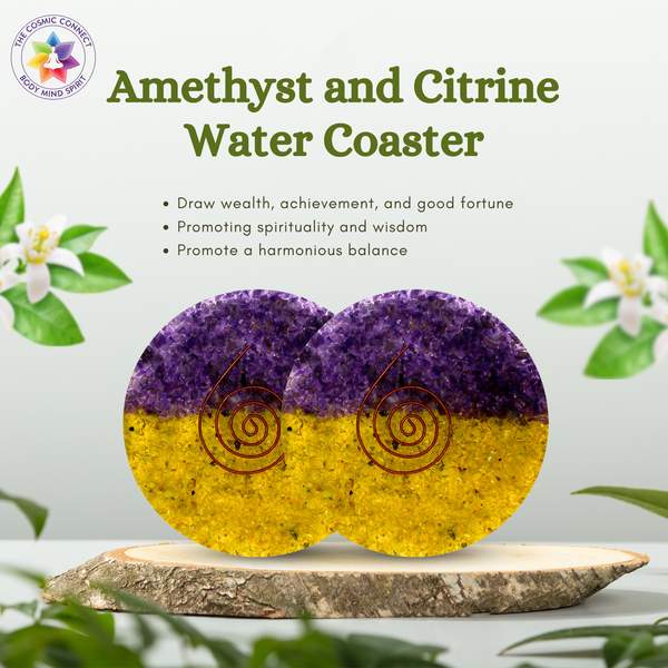 Amethyst + Citrine Orgone Water Coaster Abundance & Serenity 3