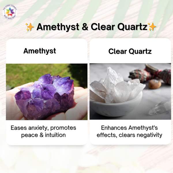 Amethyst + Clear Quartz Crystal Bracelet for Focus & Clarity | 8mm Beads 4