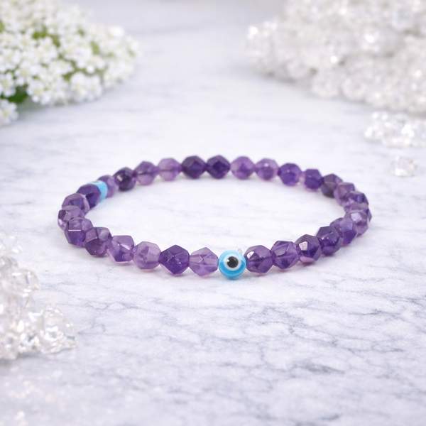 Amethyst Diamond Cut Bracelet - Enhance Spirituality