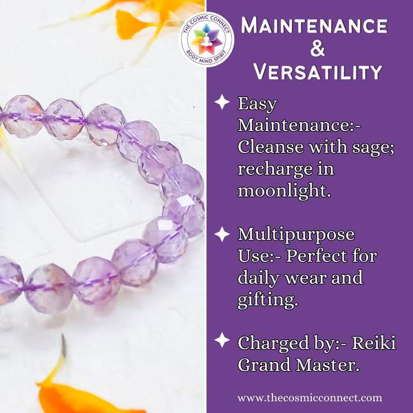 Amethyst Diamond Cut Bracelet - Enhance Spirituality 9