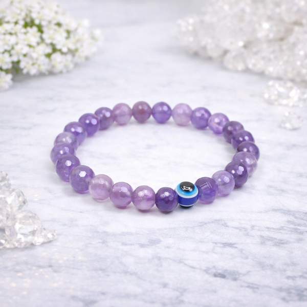 Amethyst Faceted Bracelet - Emotional Balance & Intuition | 8mm Beads