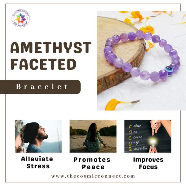 Amethyst Faceted Bracelet - Emotional Balance & Intuition | 8mm Beads 3