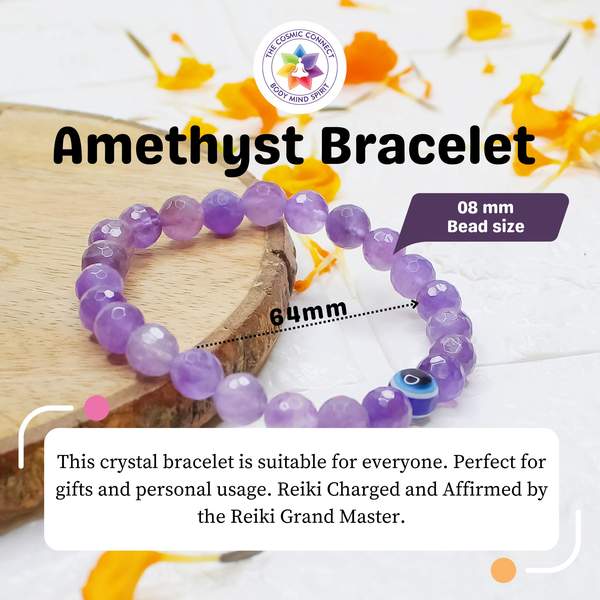 Amethyst Faceted Bracelet - Emotional Balance & Intuition | 8mm Beads 4