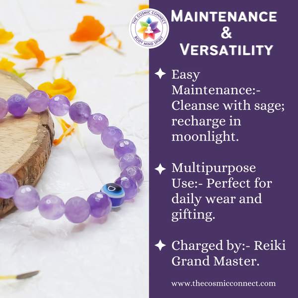 Amethyst Faceted Bracelet - Emotional Balance & Intuition | 8mm Beads 5