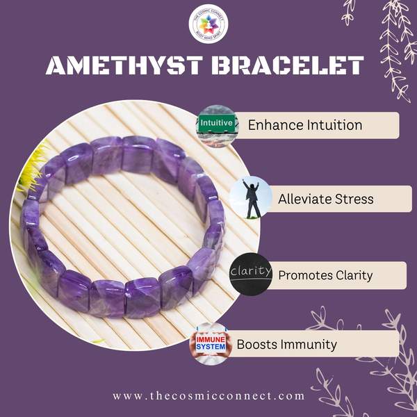 Amethyst Gem Cut Crystal Bracelet for Stress Relief, Intuition Boost 2