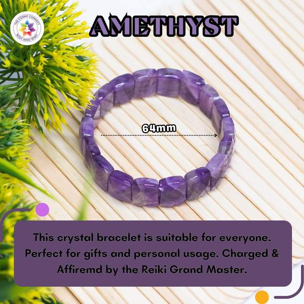 Amethyst Gem Cut Crystal Bracelet for Stress Relief, Intuition Boost 3