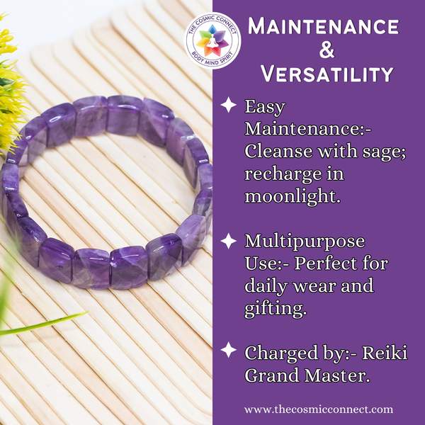 Amethyst Gem Cut Crystal Bracelet for Stress Relief, Intuition Boost 4