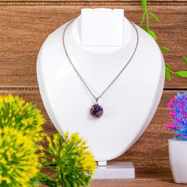 Amethyst Gem Cut Pendant for Spiritual Awakening & Protection