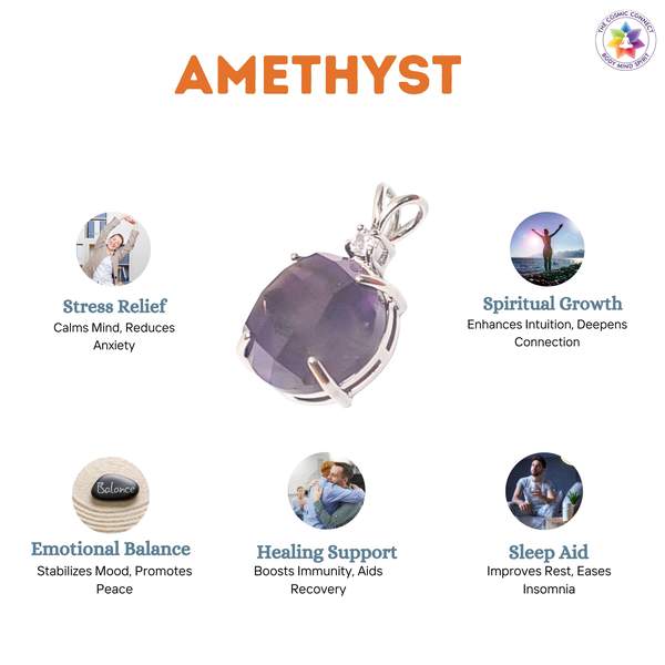 Amethyst Gem Cut Pendant for Spiritual Awakening & Protection 2