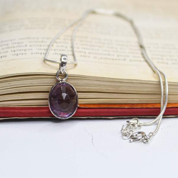 Amethyst Gem Cut Silver Pendant Elevate Your Energy & Inner Peace 2
