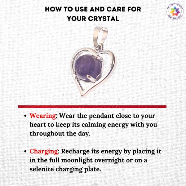 Amethyst Heart Style Pendant for Peace, Healing & Spiritual Growth 3