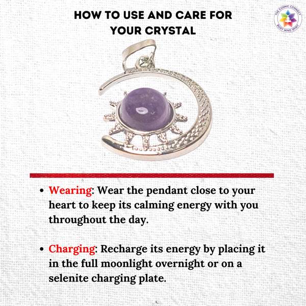 Amethyst Moon Style Pendant for Serenity, Intuition & Spiritual Awakening 3