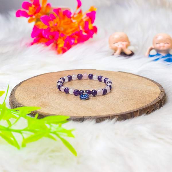 Amethyst & Rose Quartz Bracelet for Love, & Emotional Healing