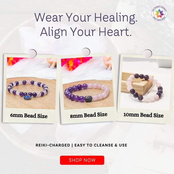 Amethyst & Rose Quartz Bracelet for Love, & Emotional Healing 11
