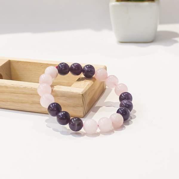 Amethyst & Rose Quartz Bracelet for Love, & Emotional Healing 3