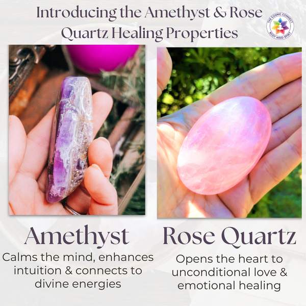 Amethyst & Rose Quartz Bracelet for Love, & Emotional Healing 6
