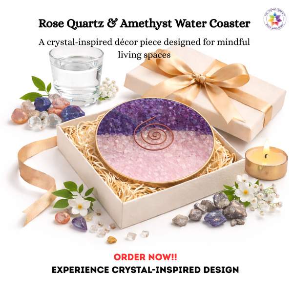 Amethyst + Rose Quartz Water Coaster Infuse Love & Tranquility 12