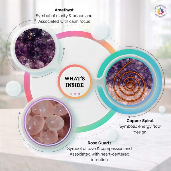 Amethyst + Rose Quartz Water Coaster Infuse Love & Tranquility 7