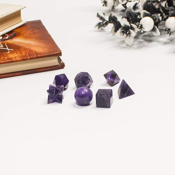 Amethyst Sacred Geometry Set of 7 Shape