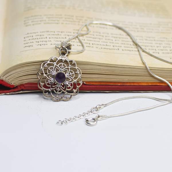 Amethyst Silver Casting Pendant for Intuition & Spiritual Awakening