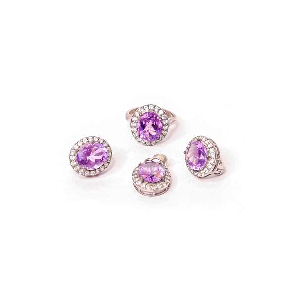 Amethyst Silver Pendant Set Unlock Inner Peace, and Intuition