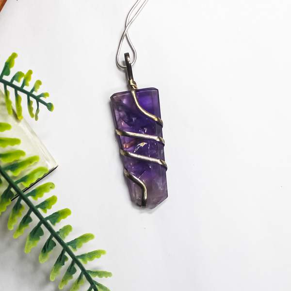 Amethyst Wired Pendant for Protection & Spiritual Growth