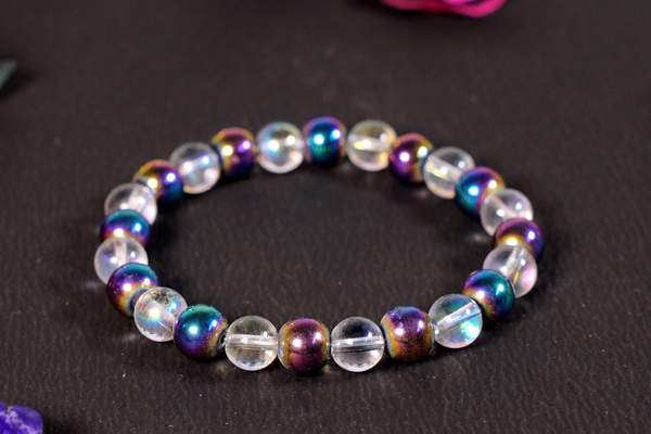 Angel Aura & Rainbow Hematite Bracelet for Healing & Protection | 8mm Beads