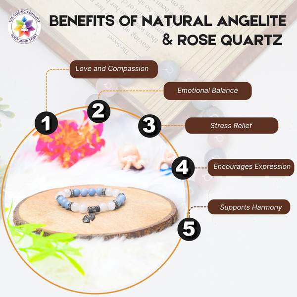 Angelite & Rose Quartz Healing Bracelet - Emotional Balance 2