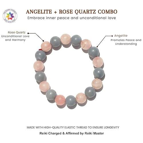 Angelite & Rose Quartz Healing Bracelet - Emotional Balance