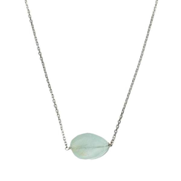Aquamarine Attachable Silver Chain Pendant Spiritual Growth